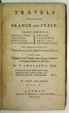 ITALY SMOLLETT, TOBIAS. Travels through France and Italy. 2 vols. 1766